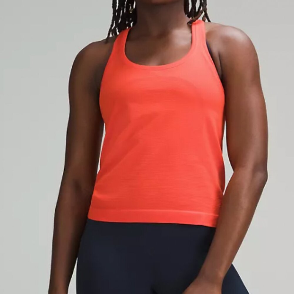 Lululemon swiftly tech tank top 2.0 waist length size 4 in solar orange